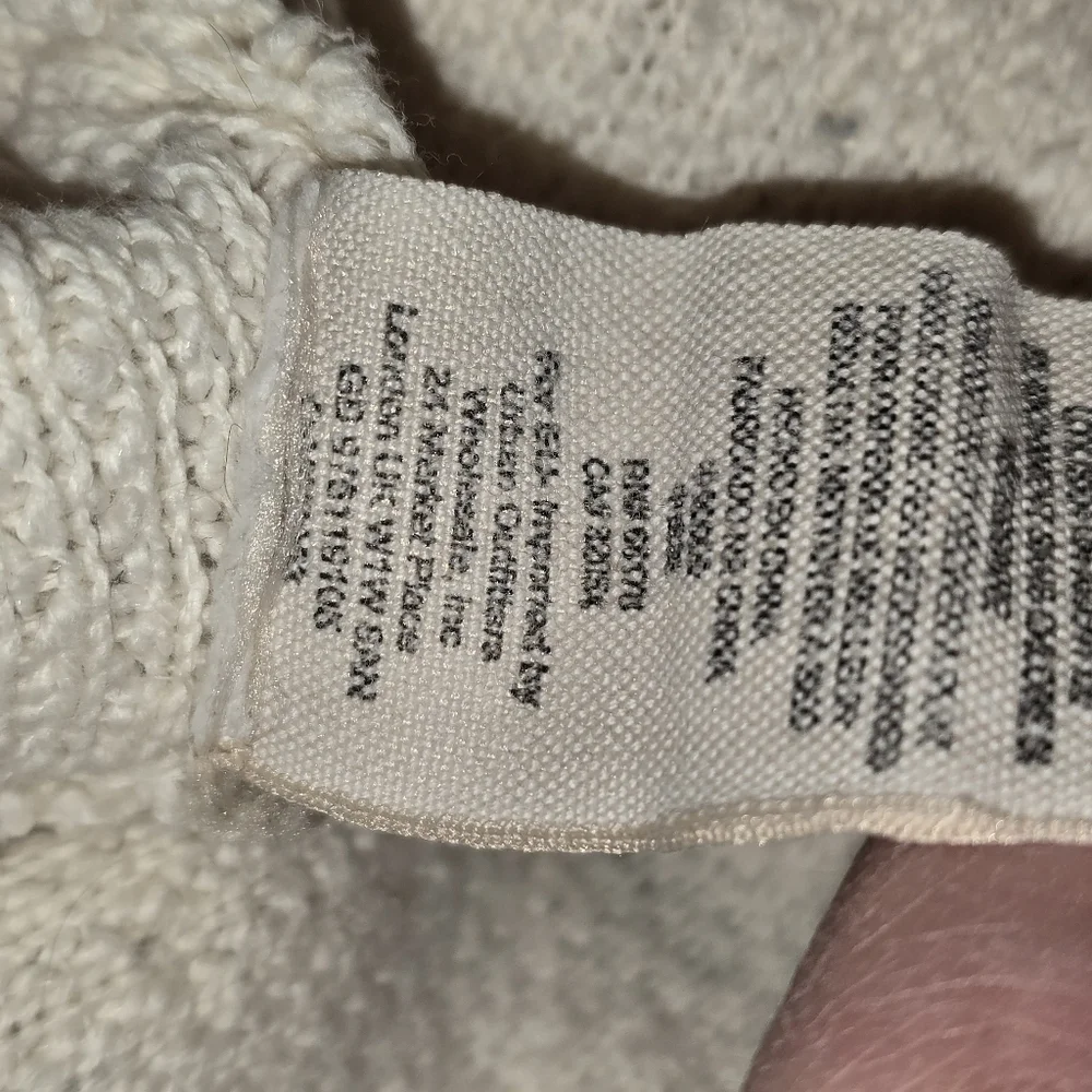 Free People Cream Bouclé Cropped V-Neck Sweater | Textured Knit Long Sleeve XS - Picture 4 of 5